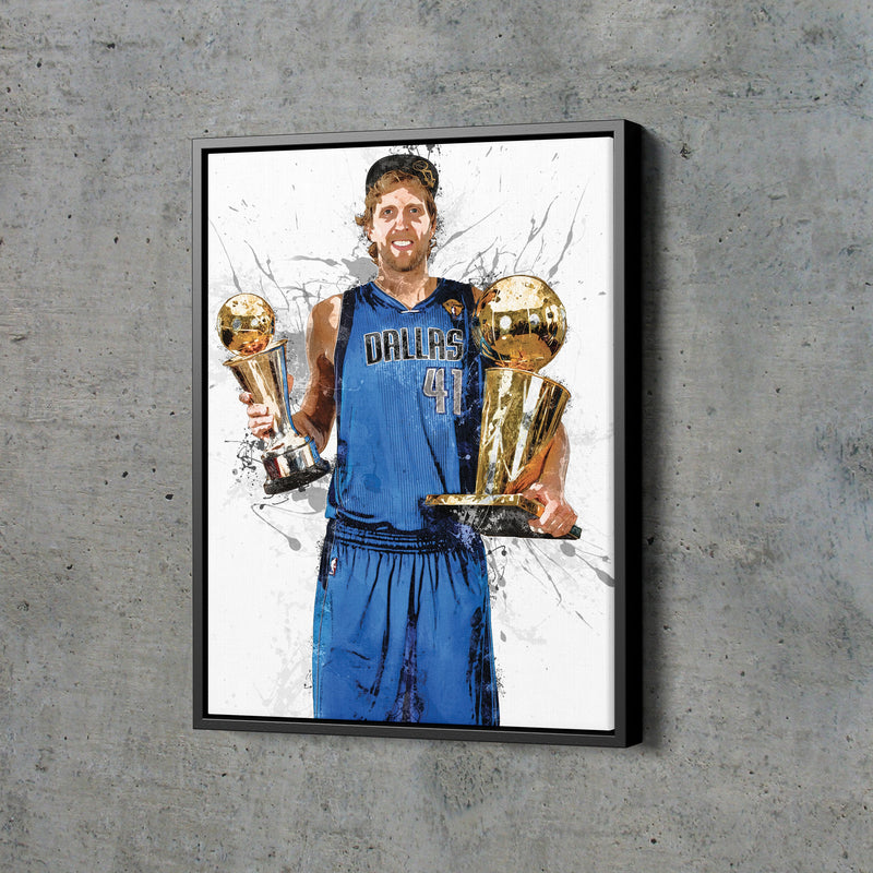 Dirk Nowitzki Championship Poster Dallas Mavericks Basketball Hand Made Posters Canvas Print Kids Wall Art Man Cave Gift Home Decor