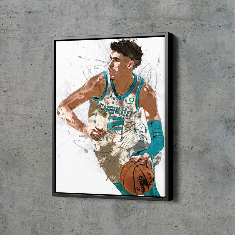 LaMelo Ball Poster Charlotte Hornets Basketball Painting Hand Made Posters Canvas Print Kids Wall Art Home Man Cave Gift Decor