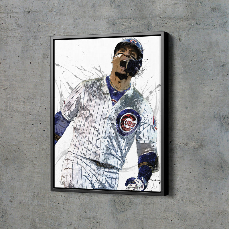 Javier Baez Poster Chicago Cubs Baseball Painting Hand Made Posters Canvas Print Kids Wall Art Man Cave Gift Home Decor