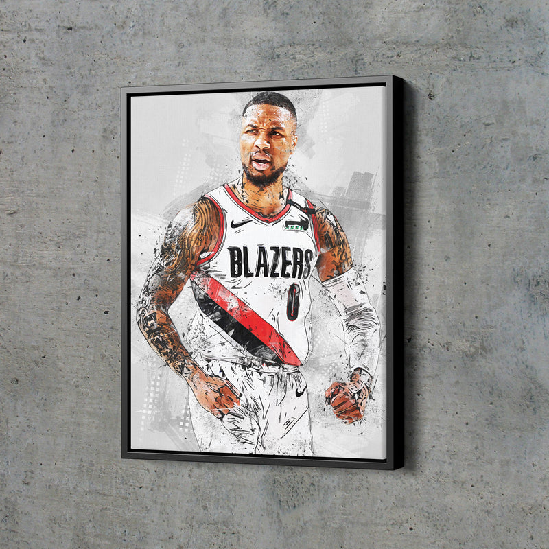 Damian Lillard poster Portland Trail Blazers Basketball Hand Made Posters Canvas Print Wall Art Home Decor