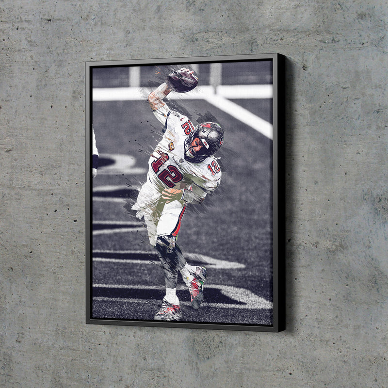 Tom Brady Spiking the Ball Poster Tampa Bay Buccaneers Football Hand Made Posters Canvas Print Kids Wall Art Home Man Cave Gift Decor