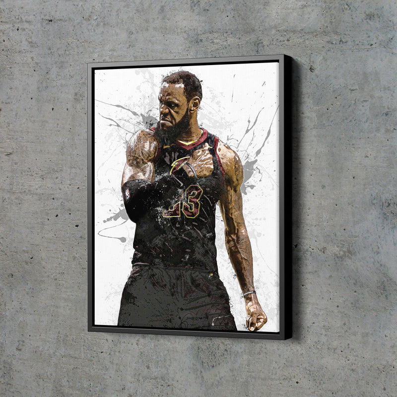 Lebron James Art Poster Cleveland Cavaliers Basketball Hand Made Posters Canvas Framed Print Wall Kids Art Man Cave Gift Home Decor