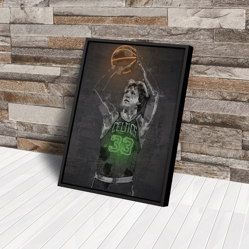 Larry Bird Poster Graffiti Neon Boston Celtics NBA Hand Made Poster Canvas Print Kids Wall Art Man Cave Gift Home Decor