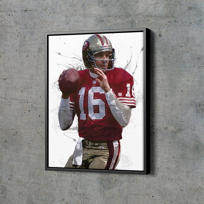 Joe Montana Poster San Francisco 49ers Football Painting Hand Made Posters Canvas Print Wall Art Man Cave Gift Home Kids Decor