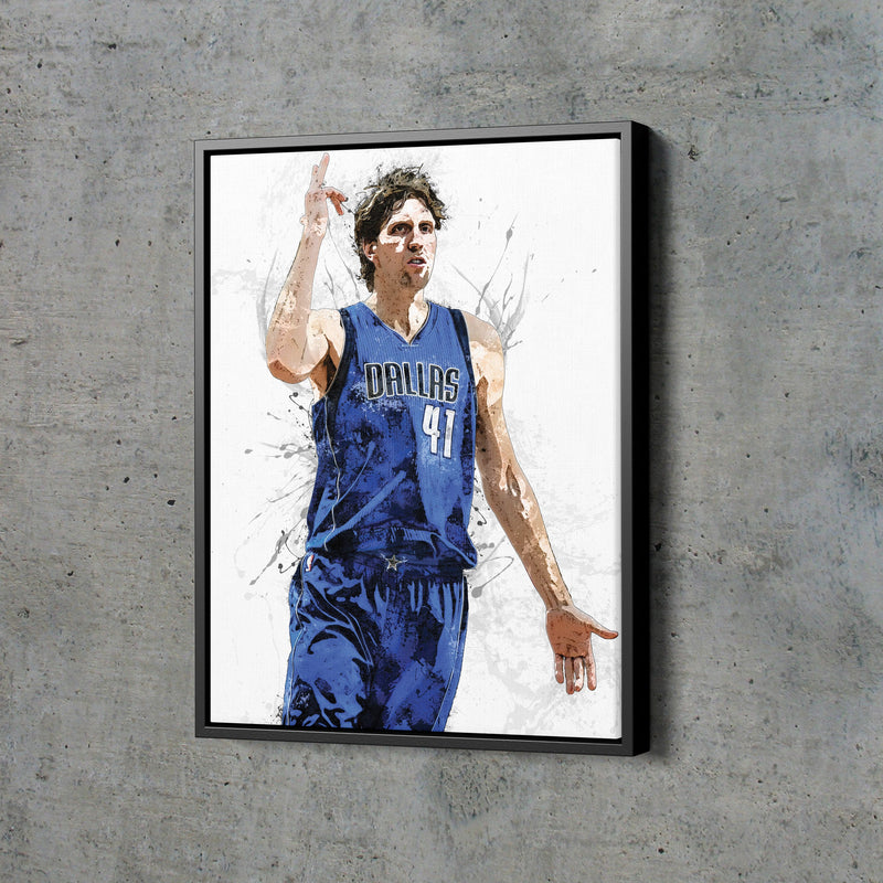 Dirk Nowitzki Poster Dallas Mavericks Basketball Painting Hand Made Posters Canvas Print Kids Wall Art Man Cave Gift Home Decor