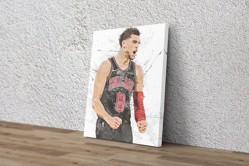 Zach Lavine Poster Chicago Bulls Basketball Painting Hand Made Posters Canvas Print Wall Kids Art Man Cave Gift Home Decor