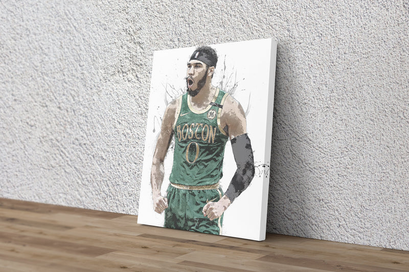 Jayson Tatum Poster Boston Celtics Basketball Painting Hand Made Posters Canvas Print Kids Wall Art Man Cave Gift Home Decor