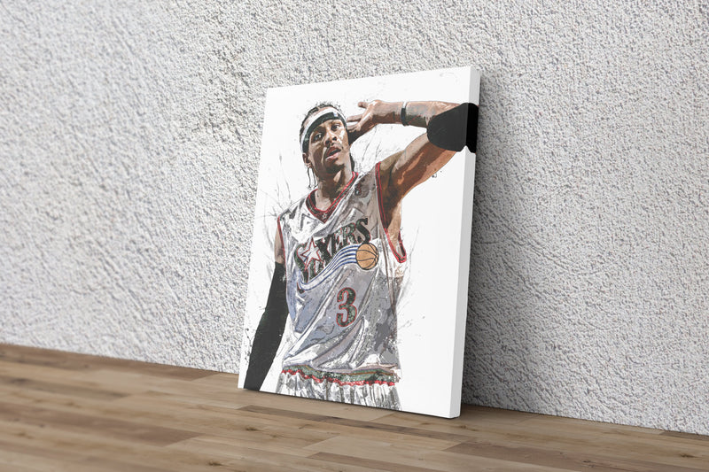 Allen Iverson Art Poster Philadelphia 76ers Basketball Hand Made Posters Canvas Print Kids Wall Art Man Cave Gift Home Decor