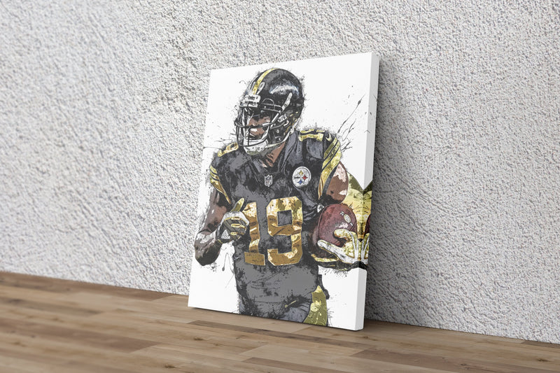 JuJu Smith-Schuster Art Poster Pittsburgh Steelers Football Hand Made Posters Canvas Framed Print Wall Kids Art Man Cave Gift Home Decor