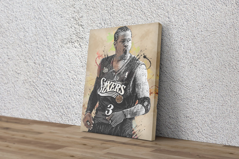 Allen Iverson Poster Philadelphia 76ers Basketball Painting Hand Made Posters Canvas Print Wall Art Man Cave Gift Home Kids Decor