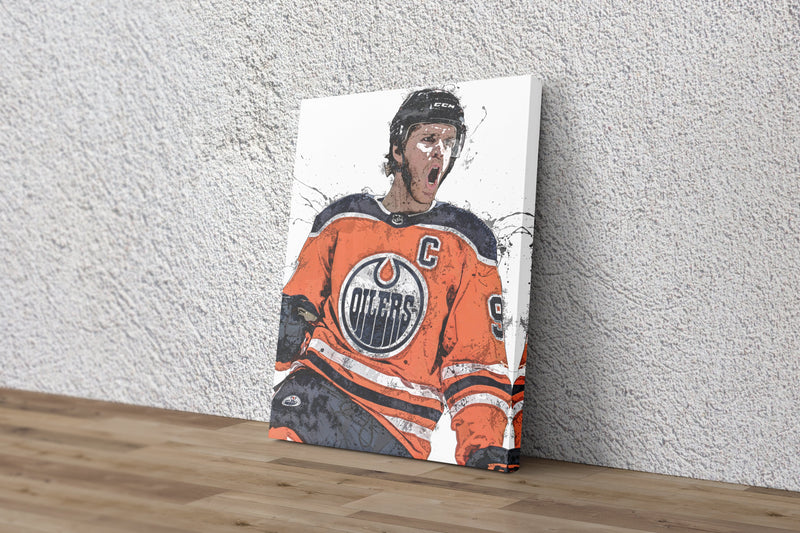 Connor McDavid Poster Edmonton Oilers Ice Hockey Painting Hand Made Posters Canvas Print Kids Wall Art Home Man Cave Gift Decor