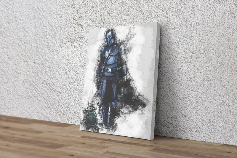 The Mandalorian Baby Yoda Poster Star Wars Movie Painting Hand Made Posters Canvas Print Kids Wall Art Man Cave Gift Home Decor