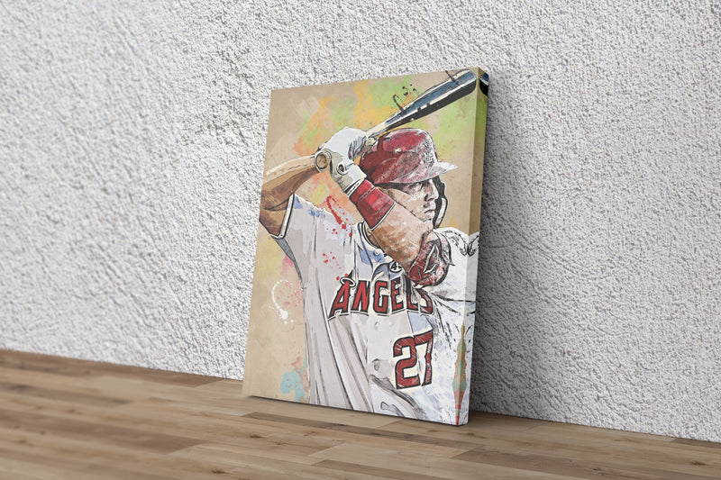 Mike Trout Poster Los Angeles Angels Baseball Hand Made Posters Canvas Print Kids Wall Art Man Cave Gift Home Decor