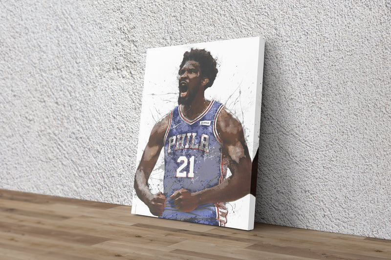 Joel Embiid Poster Philadelphia 76ers Basketball Painting Hand Made Posters Canvas Print Kids Wall Art Home Man Cave Gift Decor