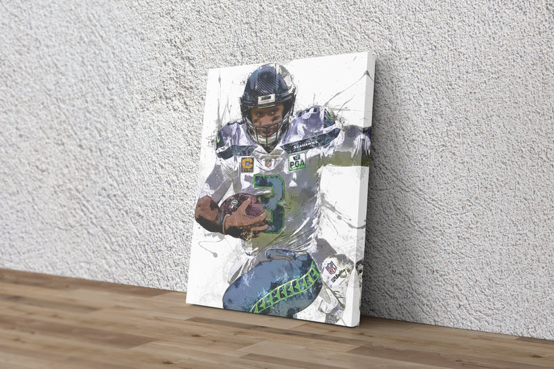 Russell Wilson Poster Seattle Seahawks Football Painting Hand Made Posters Canvas Framed Print Wall Kids Art Man Cave Gift Home Decor