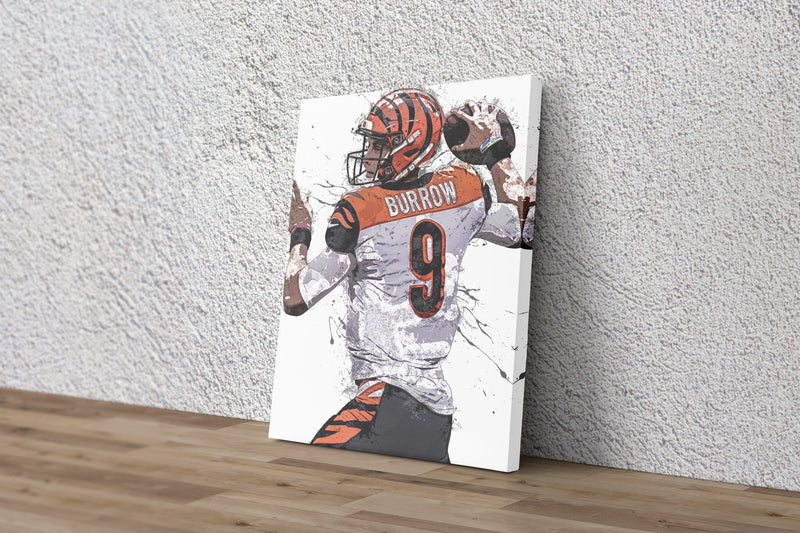 Joe Burrow Art Poster Cincinnati Bengals Football Hand Made Posters Canvas Framed Print Wall Kids Art Man Cave Gift Home Decor