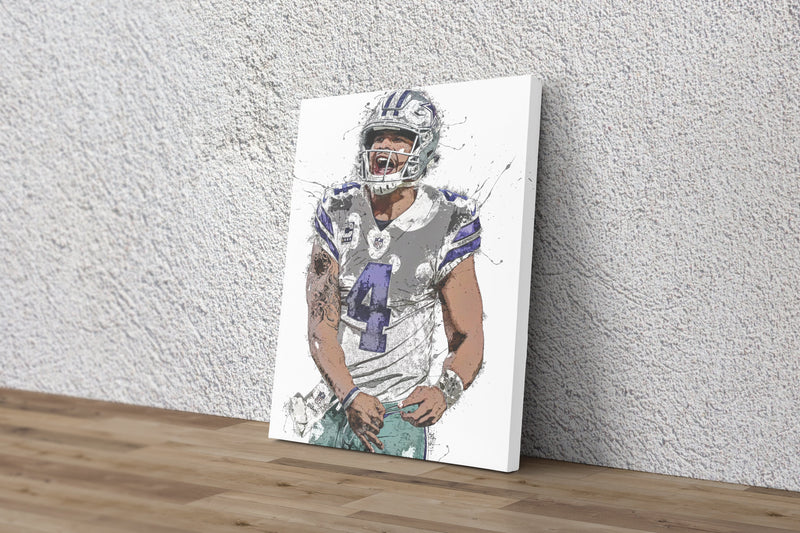 Dak Prescott Poster Dallas Cowboys Football Hand Made Posters Canvas Print Kids Wall Art Man Cave Gift Home Decor