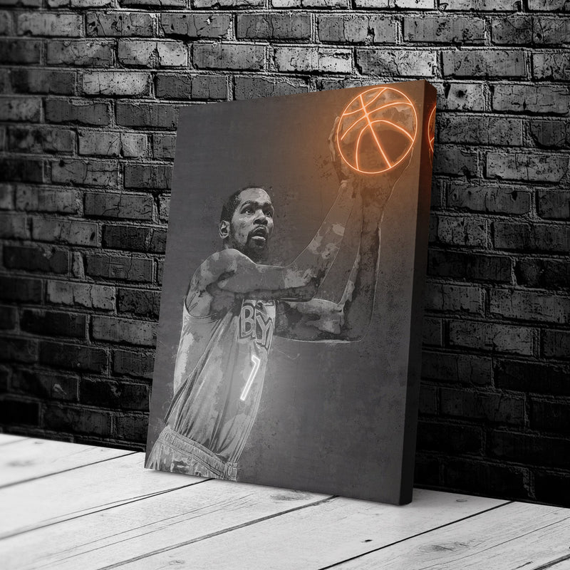 Kevin Durant Poster Graffiti Neon Brooklyn Nets Basketball Hand Made Poster Canvas Print Kids Wall Art Man Cave Gift Home Decor