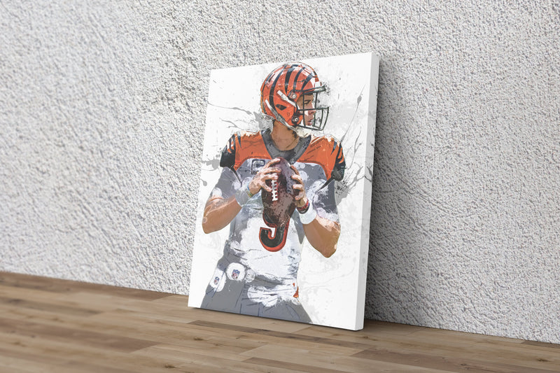 Joe Burrow Poster Cincinnati Bengals Football Painting Hand Made Posters Canvas Print Wall Art Man Cave Gift Home Kids Decor