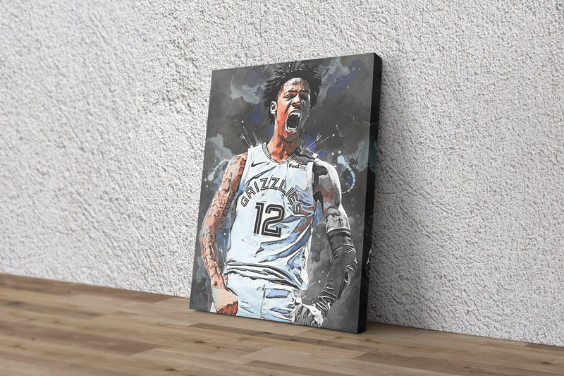 Ja Morant Poster Painting Memphis Grizzlies Basketball Hand Made Posters Canvas Print Wall Kids Art Man Cave Gift Home Decor