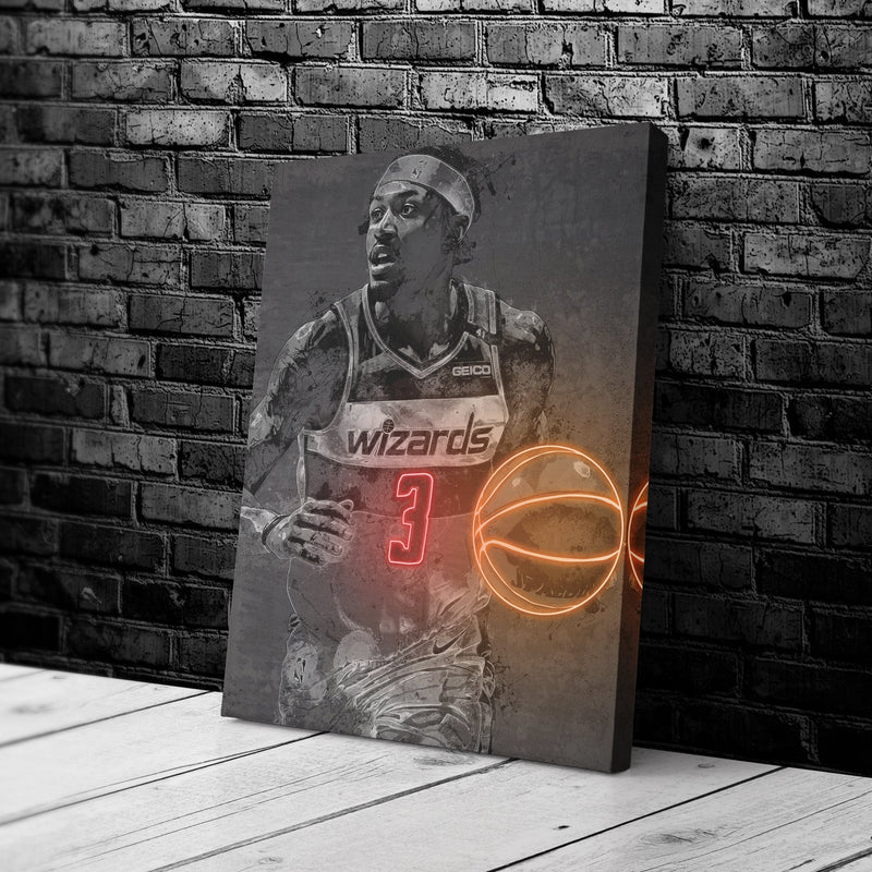 Bradley Beal Poster Graffiti Neon Washington Wizards NBA Hand Made Poster Canvas Print Kids Wall Art Man Cave Gift Home Decor