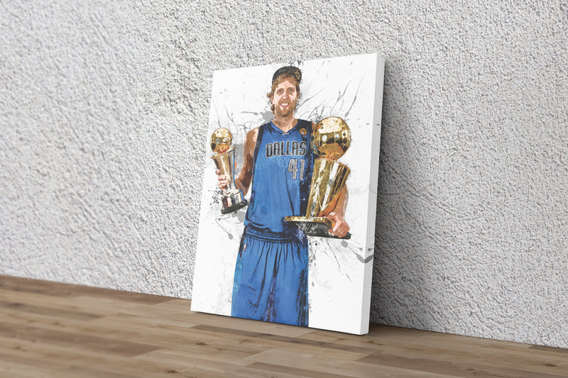 Dirk Nowitzki Championship Poster Dallas Mavericks Basketball Hand Made Posters Canvas Print Kids Wall Art Man Cave Gift Home Decor