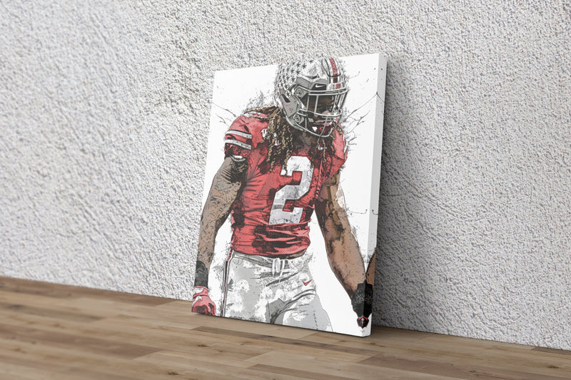 Chase Young Poster Ohio State Buckeyes Football Painting Hand Made Posters Canvas Print Kids Wall Art Man Cave Gift Home Decor