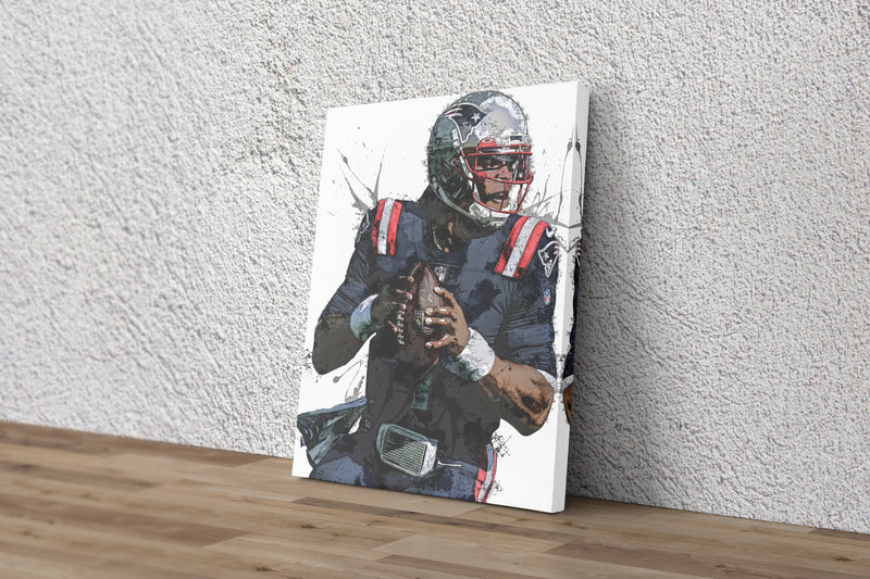 Cam Newton Art Poster New England Patriots Football Hand Made Posters Canvas Print Kids Wall Art Home Man Cave Gift Decor