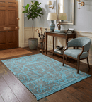 Blue and Gray Art Silk Hand Knotted Area Rug 4.5x6.5 - Modern Persian