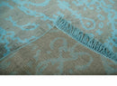 Blue and Gray Art Silk Hand Knotted Area Rug 4.5x6.5 - Modern Persian