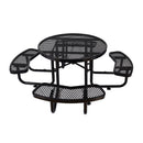 Large 46-Inch Heavy-Duty Round Outdoor Steel Picnic Table With Umbrella Hole (SAK96428)