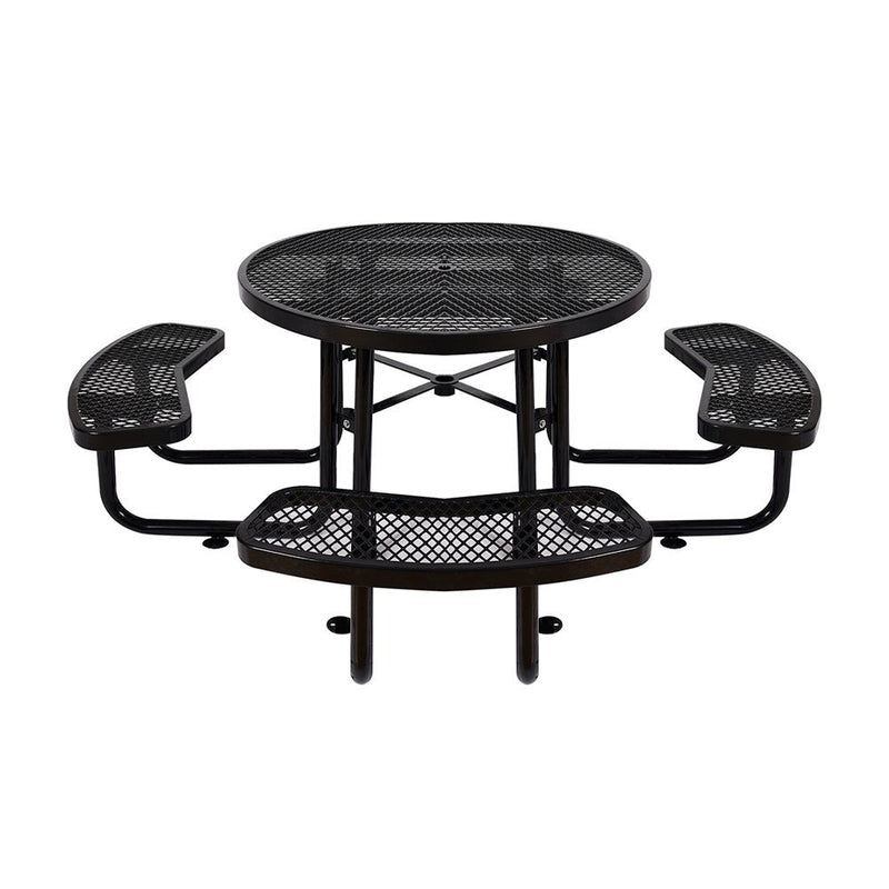 Large 46" Heavy Duty Round Outdoor Steel Picnic Table With Umbrella Hole (SAK96428)
