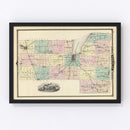 Vintage Map of Fond Du Lac County, Wisconsin 1878