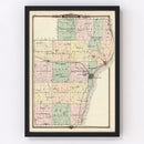 Vintage Map of Manitowoc County, Wisconsin 1878