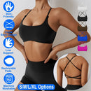Cross Back Padded Sports Bra with Removable Pads by LJGDeals