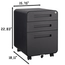 3 Drawer Mobile File Cabinet Under Desk Office, Simple Style Versatile Storage Cabinet For Legal / Letter / A4 Files, 5 Wheel Design Anti-Tilting Cold Rolled Steel Waterproof Moisture-Proof by HouseOfZazla