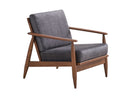 Alisa Accent Chair, Charcoal Fabric & Brown Finish