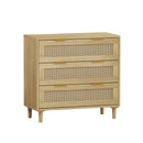 3 Drawers Rattan Storage Cabinet Rattan Drawer, For Bedroom, Living Room, Dining Room, Hallways (Set of 2) - Oak by HouseOfZazla