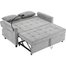 56.9' Loveseat Sofa Pull-out Sofa Bed Sleeper Sofa with a Reversible Backrest Cushion, Side Pockets, Two USB Ports and a Phone Holder for Living Room, Grey