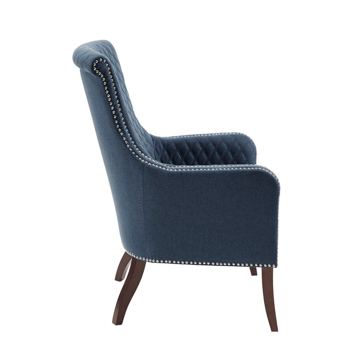Accent Chair With Quilted Back And Silver Studs - Dark Blue, photo 4 of 7
