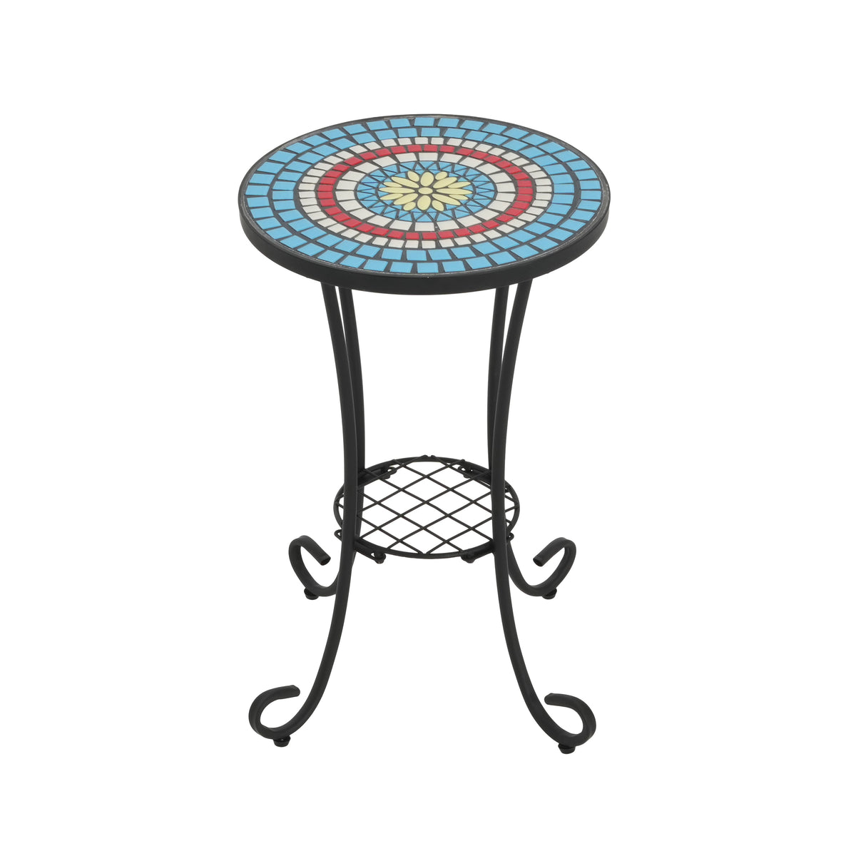 Patio Side Table with Shelf, Blue and Black, photo 5 of 10