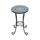 Patio Side Table with Shelf, Blue and Black by HouseOfZazla