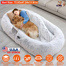 Human Size Dog Bed with Pillow Blanket 72.83x47.24x11.81in Bean Bag Bed Washable Removable Flurry Plush Cover Large Napping Human-Sized Bed For Adults
