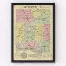 Vintage Map of Jefferson County, Kansas 1887