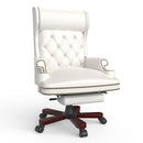330LBS Executive Office Chair with Footstool, Ergonomic Design High Back Reclining Comfortable Desk Chair - White