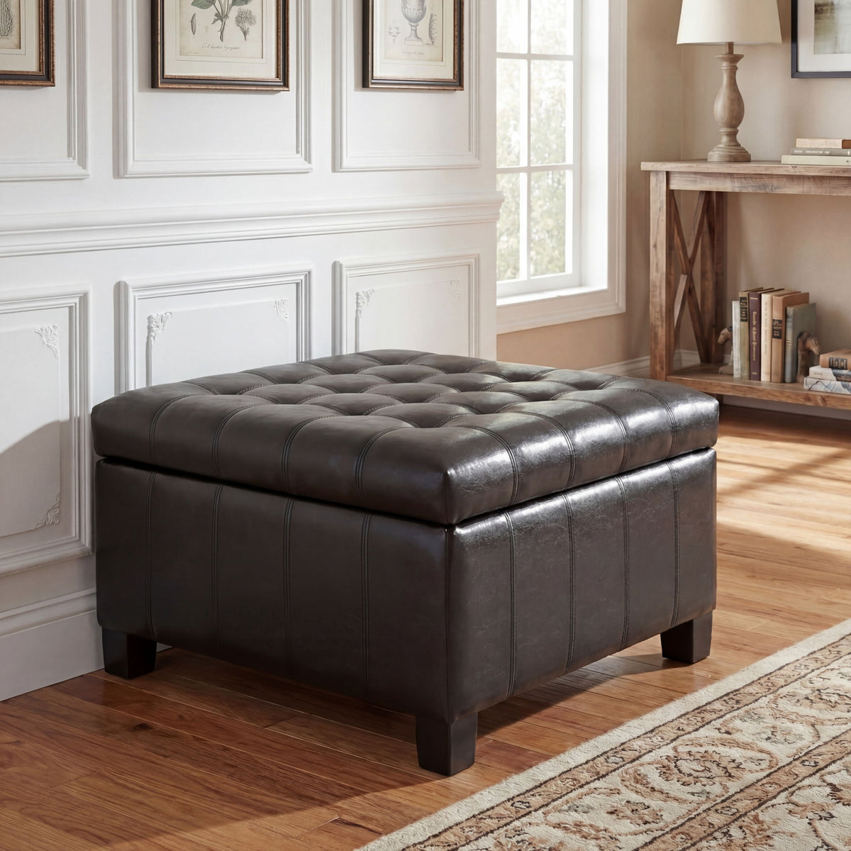 Square Tufted Indoor Ottoman With Lift-Top Storage, photo 3 of 6