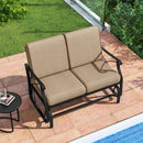 Outdoor 2-Person Glider Rocking Chair Loveseat with Thick Cushions and Metal Frame-Brown by LJGDeals