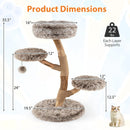 Cat Tree Solid Pear Wood with Perch and Natural Jute Scratching Posts-Brown by LJGDeals