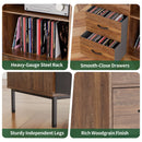 Eco-Friendly Vinyl Record Player Stand With Flip-Top Storage, Media Console With Dual Outlets And Dustproof Drawers by HouseOfZazla