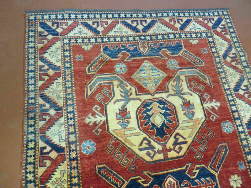 4' X 6' Vintage Handmade Turkish Kazak Pattern Wool Rug Carpet Nice